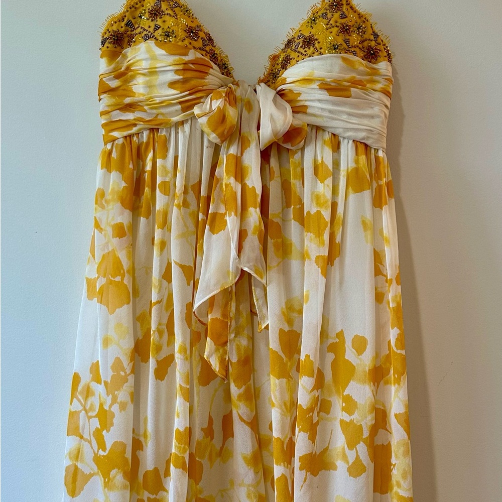 Mikael Aghal Yellow Embellished Dress